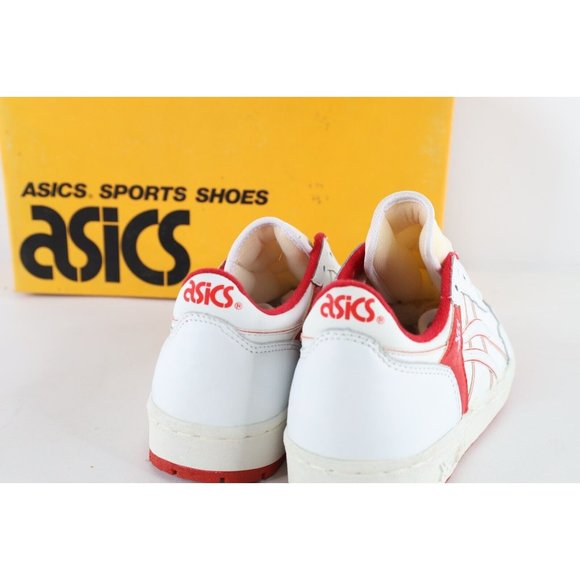 NOS Vintage 90s Asics Mens Size 6 Spell Out Outrage Lo Sneakers Shoes White Red main image 8